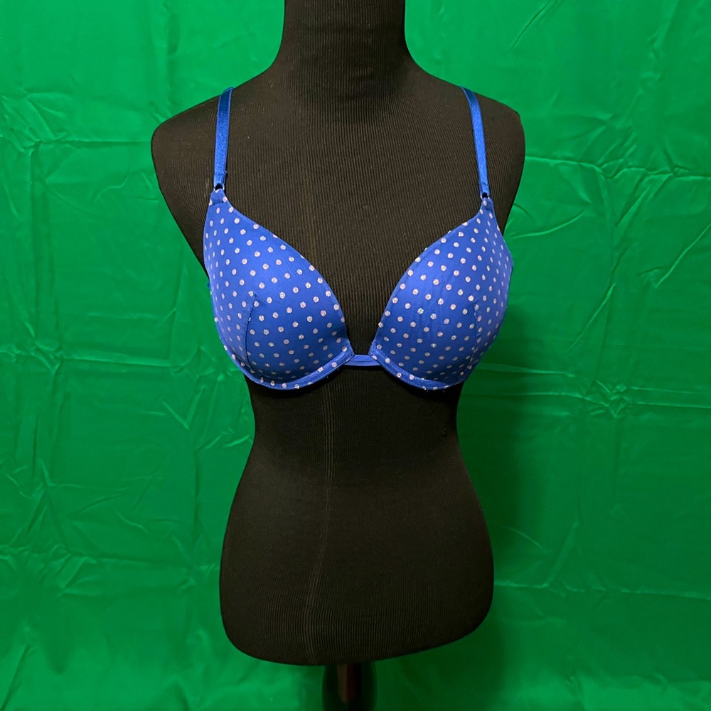 Beautiful & Sexy Victoria’s Secret Bra-Size 36B-Blue & Silver w/Glittery Designs
